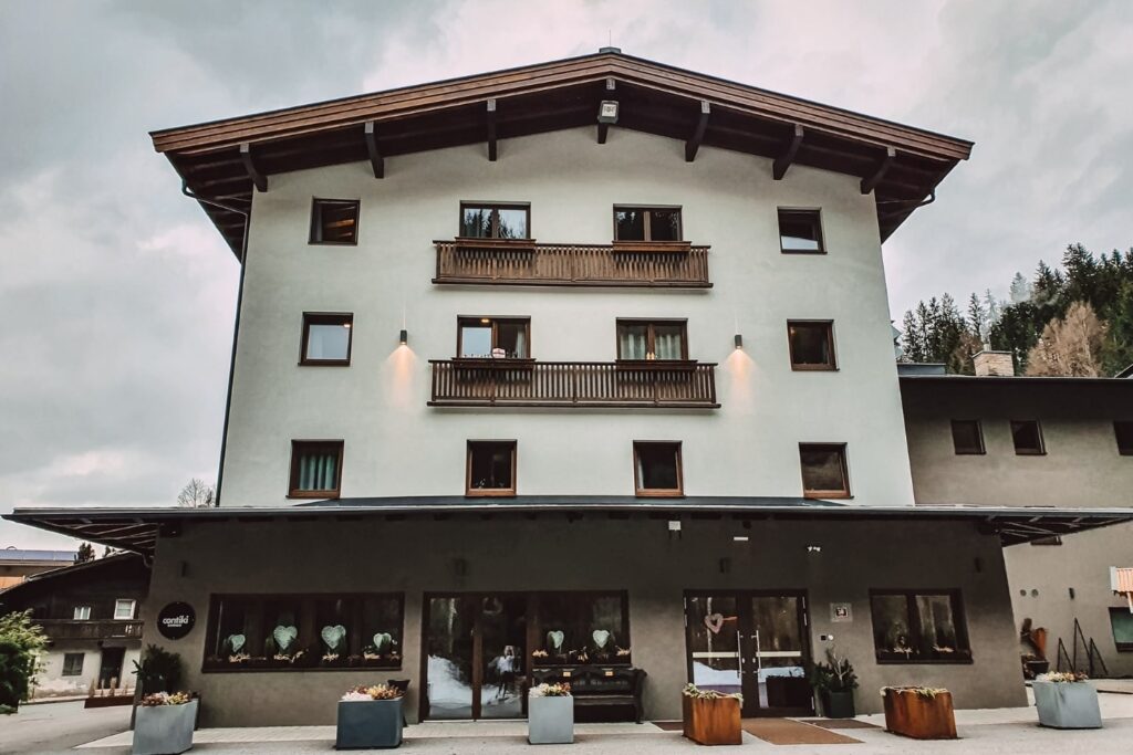 the outside of Contiki hostel in Hoftgarten in Austria