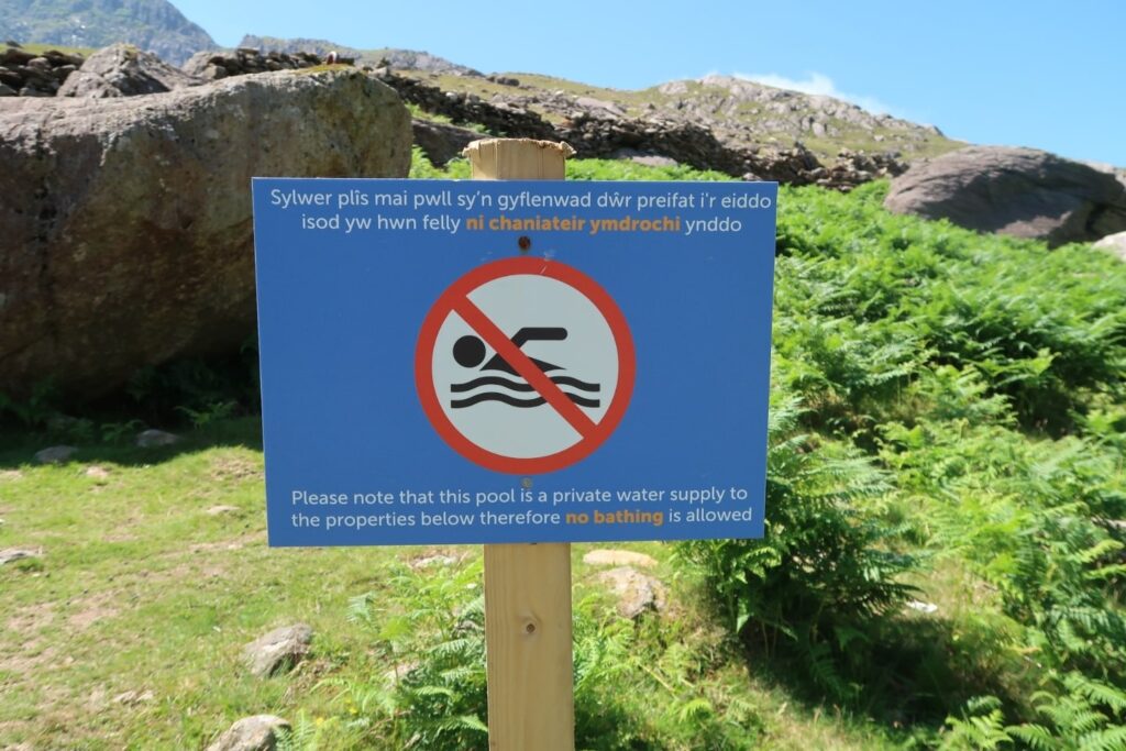no swimming in snowdonia infinity pool