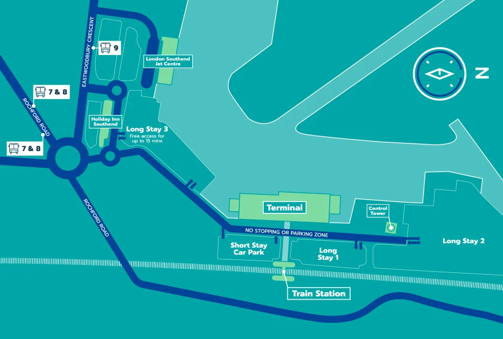 southend airport drop off map