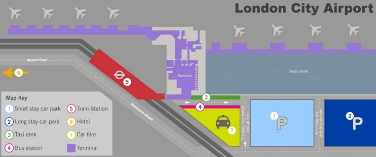london city airport drop off map and car parks