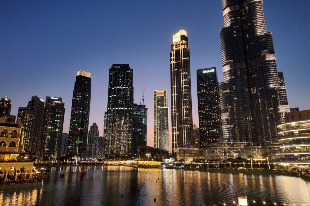 visit dubai for first timers view of Downtown Dubai at night